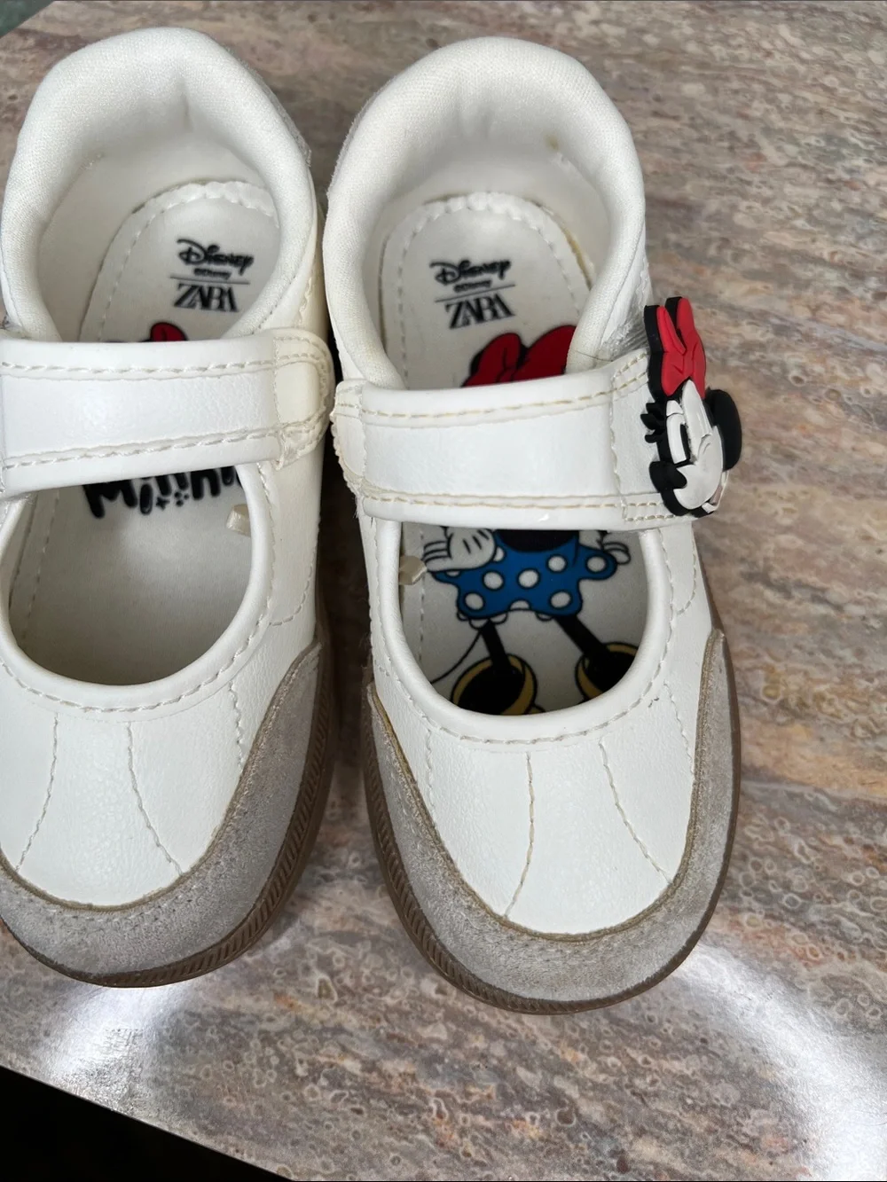 Zara White Minnie Mouse Mary Jane Walker Shoes US Baby 7 Euro 23